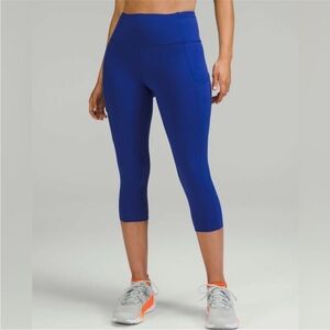 Lululemon Fast & Free 19” crop leggings. Royal Blue. Size 10. Perfect condition!